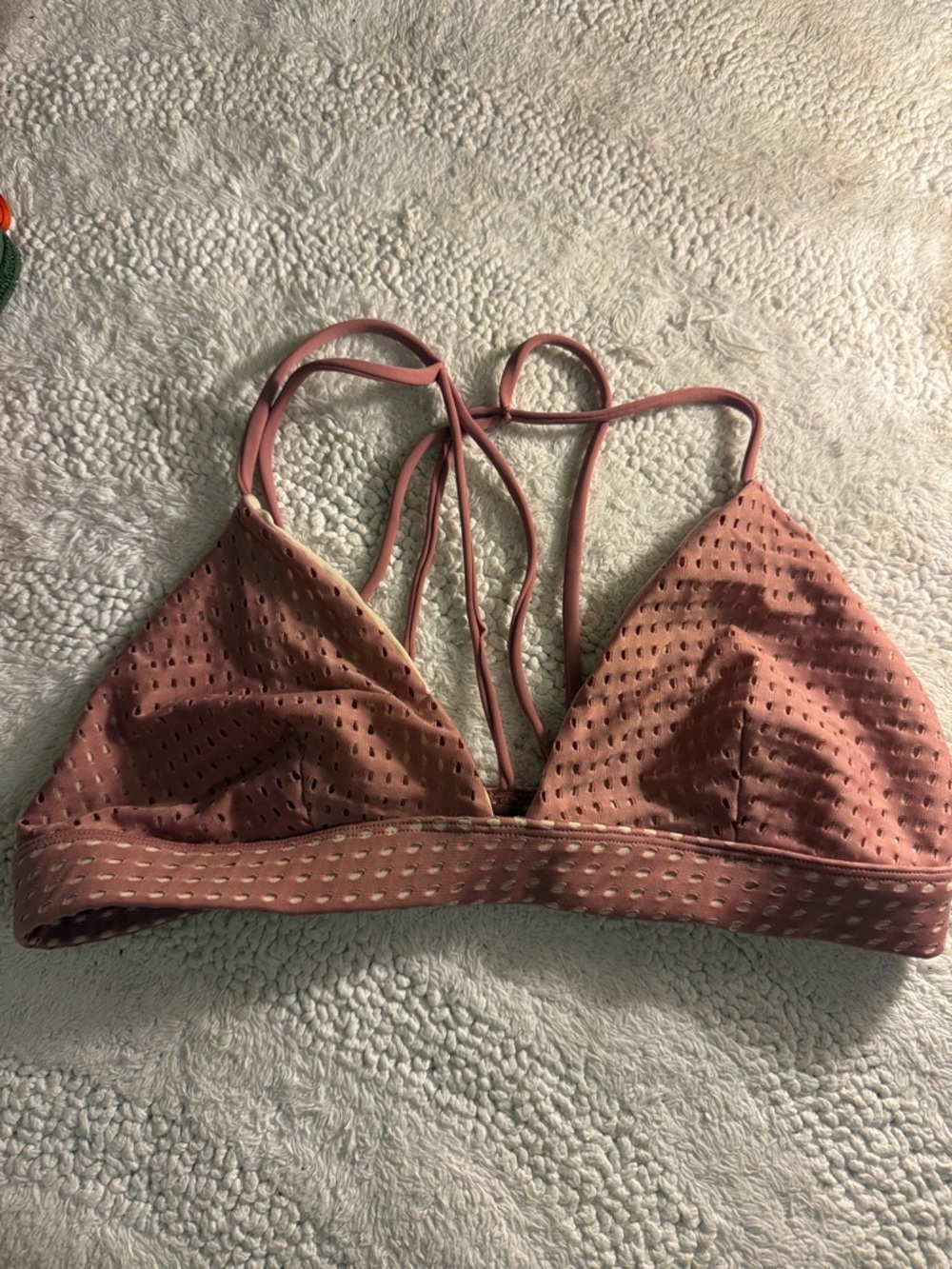 acacia swimwear Perforated Triangle Bralette - Dusty Mauve